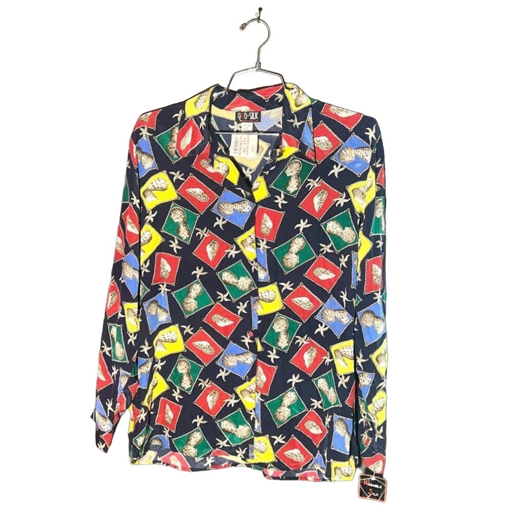 Vintage Sea Shell 100% Silk Long Sleeve
